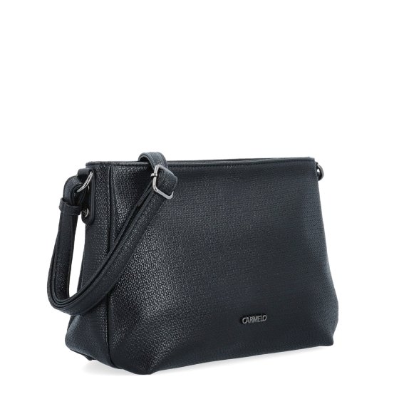 Praktická a elegantná crossbody kabelka Carmelo materiál syntetická koža zapínanie na zips farba čierna veľkosť stredná 4605 C