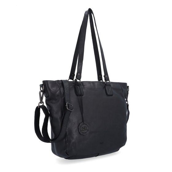 Priestranná shopper kabelka z pravej kože Noelia Bolger materiál kože zapínanie na zips farba čierna veľkosť stredná NB 2427 C