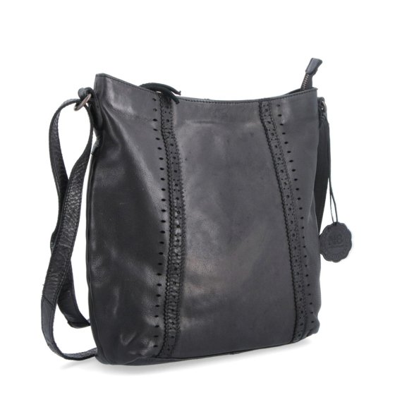 Kožená kabelka s perforáciou a nastaviteľným crossbody popruhom Noelia Bolger materiál kože zapínanie na zips farba čierna veľkosť stredná NB 2029 C