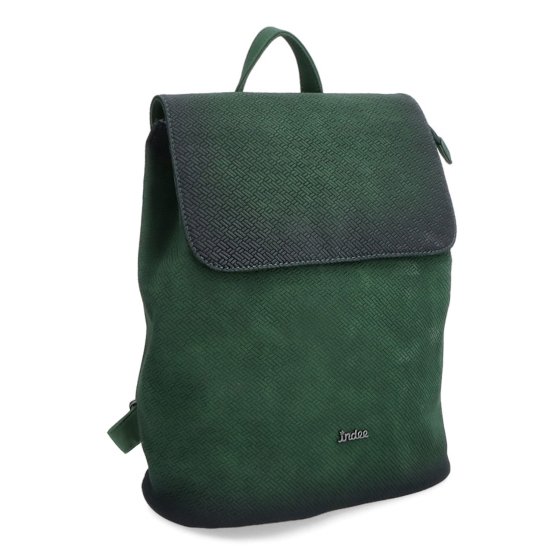 Štýlový jednoduchý batoh Indee materiál syntetická koža zapínanie na zips farba zelená veľkosť stredná 6319 TZE