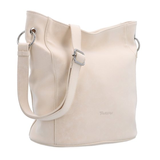 Mestská crossbody kabelka s hebkým povrchom a deleným vnútrom Tangerin materiál syntetická koža zapínanie na zips farba béžová veľkosť stredná 7015 BE