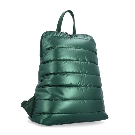 Prešívaný batoh z nadýchaného nylonu Carmelo materiál nylon zapínanie na zips farba zelená veľkosť stredná 4384 ZE