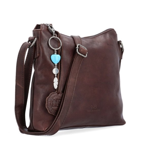 Kožená crossbody kabelka s príveskom Noelia Bolger materiál kože zapínanie na zips farba hnedá veľkosť malá NB 3100 H