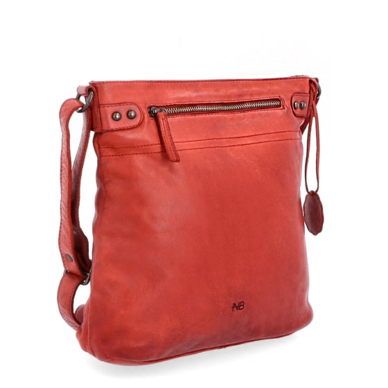Kožená vintage crossbody s vreckami Noelia Bolger materiál kože zapínanie na zips farba červená veľkosť stredná NB 2006 CV
