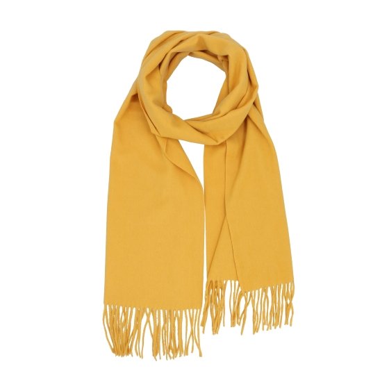 Elegantný jednofarebný šál so strapcami Noelia Bolger materiál Polyester s prímesou vlny farba žltá KZ003 - 09
