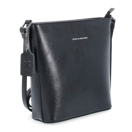 Malá elegantná kožená crossbody kabelka Noelia Bolger materiál kože zapínanie na zips farba čierna veľkosť malá NB 0065 C