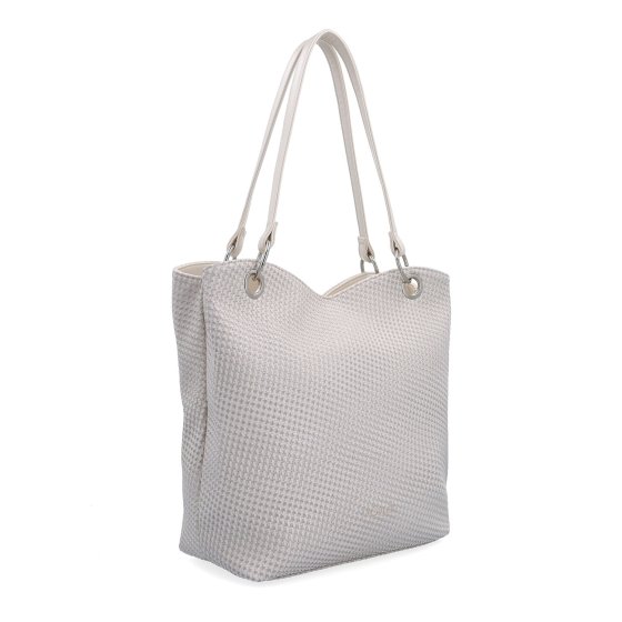 Praktická shopper kabelka so štruktúrovaným vnútrom Le Sands materiál syntetická koža zapínanie na zips farba béžová veľkosť veľká 4619 K