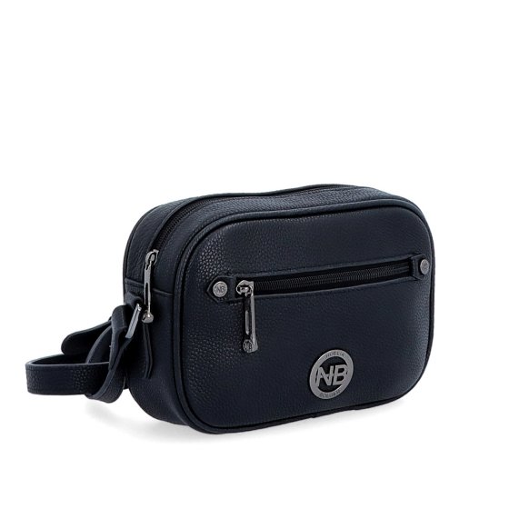 Malá kožená crossbody kabelka so zipsami Noelia Bolger materiál kože zapínanie na zips farba čierna veľkosť malá NB 3014 C