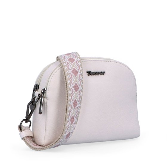 Malá crossbody kabelka s výrazným popruhom Tangerin materiál syntetická koža zapínanie na zips farba béžová veľkosť malá 8044 K