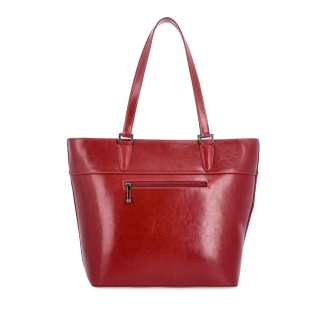 Kožená shopper kabelka Noelia Bolger materiál kože farba červená veľkosť veľká NB 0076 TCV Zozadu