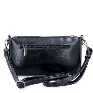 Malá crossbody kabelka s ozdobnou retiazkou Le Sands materiál syntetická koža zapínanie na zips farba čierna veľkosť malá 7714 C Zozadu