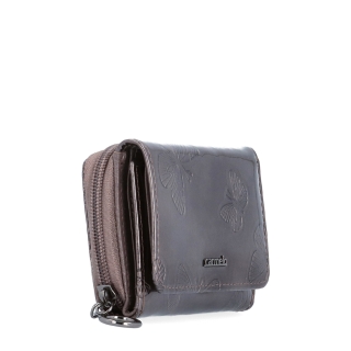 Malá kožená peňaženka Carmelo materiál kože zapínanie na cvok farba taupe veľkosť malá 2105 M T Polobok spredu