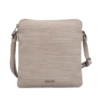 Minimalistická crossbody kabelka s jemným vzorom Carmelo materiál syntetická koža zapínanie na zips farba béžová veľkosť malá 4397 BE Spredu