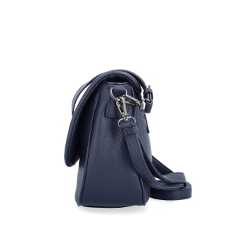 Dámska crossbody kabelka s jemnou štruktúrou Carmelo materiál syntetická koža zapínanie s chlopňou farba modrá veľkosť stredná 4361 TM Z boku