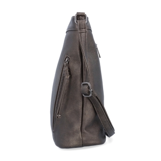 Crossbody kabelka s ozdobnými zipsami Tangerin materiál syntetická koža zapínanie na zips farba sivá veľkosť stredná 8050 ANT Z boku