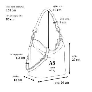 Štýlová crossbody kabelka s originálnym vzorom Carmelo materiál syntetická koža zapínanie na zips farba metalíza veľkosť malá 4380 BR Rozmery
