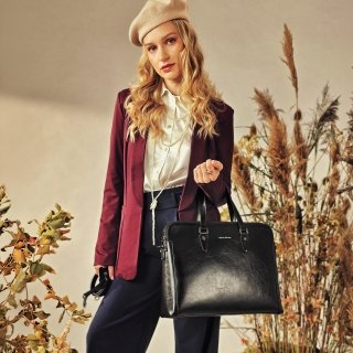 Praktická pracovná biznis kabelka Noelia Bolger materiál kože zapínanie na zips farba čierna veľkosť veľká NB 0111 C Lifestyle