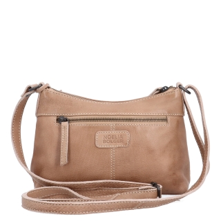 Praktická kožená crossbody na každý deň Noelia Bolger materiál kože zapínanie na zips farba béžová veľkosť malá NB 2406 BE Zozadu