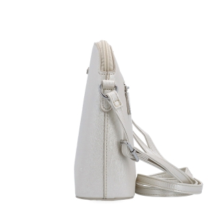 Elegantná crossbody kabelka s čistým dizajnom Le Sands materiál syntetická koža zapínanie na zips farba béžová veľkosť malá 4607 PRL Z boku