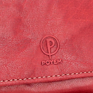 Luxusná kožená peňaženka Poyem materiál kože zapínanie na cvok farba červená veľkosť malá 5227 Poyem CV Logo