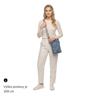 Crossbody kabelka s dekoratívnym vzorom a širokým popruhom Indee materiál syntetická koža zapínanie na zips farba modrá veľkosť malá 6343 M Na postave