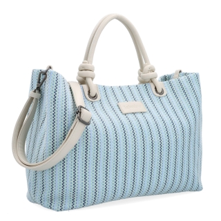 Priestranná shopper kabelka s originálnymi uchami Le Sands materiál syntetická koža zapínanie na zips farba modrá veľkosť veľká 4613 M