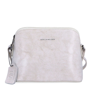Luxusná malá kožená crossbody kabelka Noelia Bolger materiál kože zapínanie na zips farba biela veľkosť malá NB 0080 OW Spredu