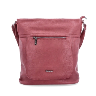 Crossbody kabelka s predným a zadným vreckom Tangerin materiál syntetická koža zapínanie na zips farba vínová veľkosť stredná 8036 BO Spredu