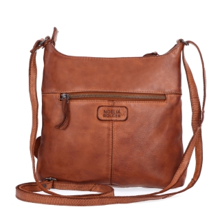 Kožená crossbody kabelka na každý deň Noelia Bolger materiál kože zapínanie na zips farba koňaková veľkosť malá NB 2404 KO Zozadu