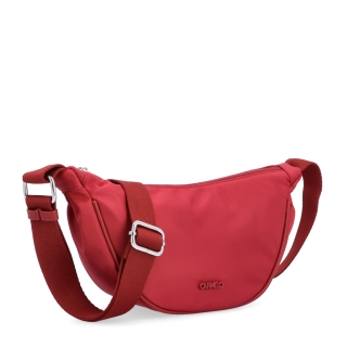 Malá nylonová kabelka typu moonbag Carmelo materiál nylon zapínanie na zips farba červená veľkosť malá 6609 CV