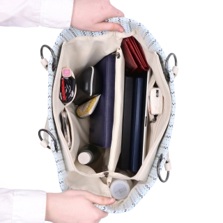 Priestranná shopper kabelka s textúrovaným povrchom Le Sands materiál syntetická koža zapínanie na zips farba béžová veľkosť veľká 4614 BE Vnútro