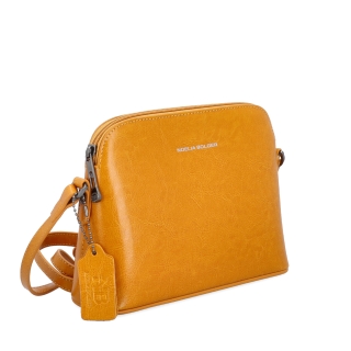 Luxusná malá kožená crossbody kabelka Noelia Bolger materiál kože zapínanie na zips farba žltá veľkosť malá NB 0080 ZLU