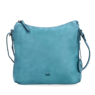 Kožená crossbody kabelka s moderným dizajnom Noelia Bolger materiál kože zapínanie na zips farba tyrkysová veľkosť malá NB 2400 TYR Spredu