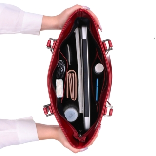 Kožená shopper kabelka Noelia Bolger materiál kože farba červená veľkosť veľká NB 0076 TCV Vnútro