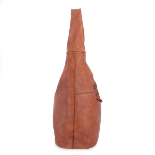 Veľká prešívaná kožená shopper kabelka Noelia Bolger materiál kože zapínanie na zips farba koňaková veľkosť veľká NB 2077 KO Z boku