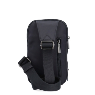Praktická crossbody taška na mobilný telefón a peňaženku Carmelo materiál nylon zapínanie na zips farba čierna veľkosť malá 6600 C Zozadu