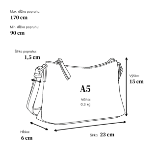 Praktická kožená crossbody na každý deň Noelia Bolger materiál kože zapínanie na zips farba tyrkysová veľkosť malá NB 2406 TYR Rozmery