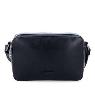 Praktická crossbody kabelka s dvoma vreckami Le Sands materiál syntetická koža zapínanie na zips farba čierna veľkosť malá 7717 C Spredu