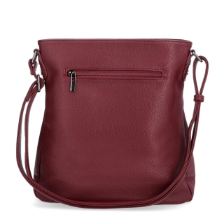 Dizajnová crossbody kabelka Carmelo materiál syntetická koža zapínanie na zips farba vínová veľkosť stredná 4271 BO Zozadu