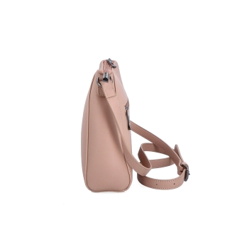 Kožená crossbody kabelka Noelia Bolger materiál kože zapínanie na zips farba nude veľkosť malá NB 0074 N Z boku