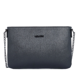 Elegantná crossbody kabelka s jemným leskom Le Sands materiál syntetická koža zapínanie na zips farba čierna veľkosť malá 4608 C Spredu