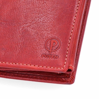 Kvalitné kožené puzdro Poyem Poyem materiál kože zapínanie Bez zapínania farba červená veľkosť malá 5228 Poyem CV Logo