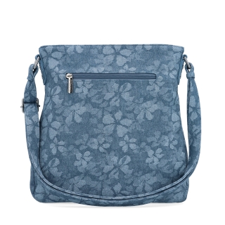 Crossbody kabelka s jemným kvetinovým vzorom Carmelo materiál syntetická koža zapínanie na zips farba modrá veľkosť stredná 4601 M Zozadu