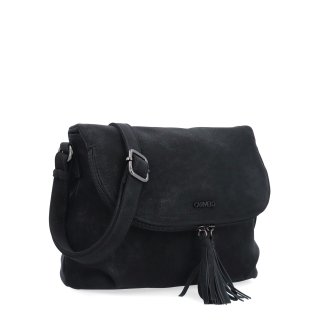 Štýlová crossbody kabelka s praktickou klopou Carmelo materiál syntetická koža zapínanie na zips farba čierna veľkosť malá 4661 C