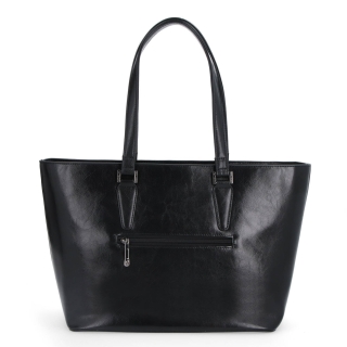Shopper kabelka cez rameno Noelia Bolger materiál kože zapínanie na zips farba čierna veľkosť veľká NB 0047 C Zozadu