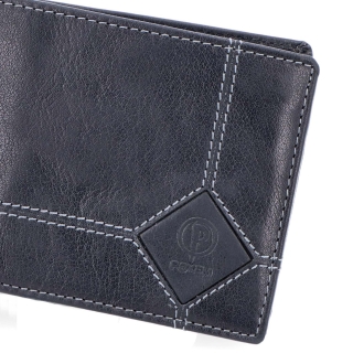 Pánska kožená peňaženka Poyem Poyem materiál kože zapínanie Bez zapínania farba čierna veľkosť malá 5230 Poyem C Logo