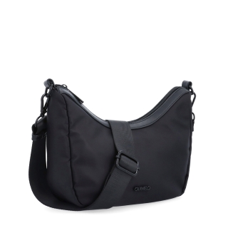 Malá kabelka so zaobleným tvarom Carmelo materiál nylon zapínanie na zips farba čierna veľkosť malá 6602 C