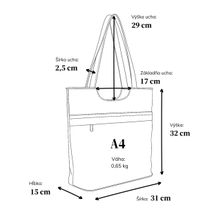 Praktická shopperka cez rameno Carmelo materiál syntetická koža zapínanie na zips farba čierna veľkosť veľká 4323 C Rozmery
