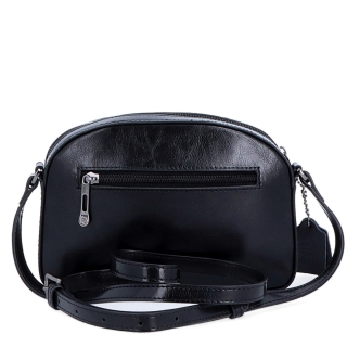 Malá minimalistická kožená crossbody kabelka Noelia Bolger materiál kože zapínanie na zips farba čierna veľkosť malá NB 0106 C Zozadu