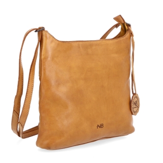 Kožená crossbody kabelka na každý deň Noelia Bolger materiál kože zapínanie na zips farba žltá veľkosť malá NB 2404 ZLU
